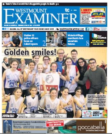 Akiva Devils Make the Front Page of the Westmount Examiner