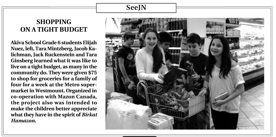 Akiva Students and MAZON Canada Shop for Hunger in The Canadian Jewish News