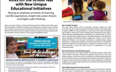 Akiva kicks off the year with unique educational initiatives.. read about it in the Westmount Independent