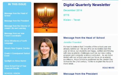 Akiva School Quarterly Digital Newsletter – December 2014