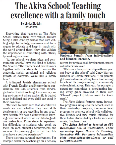 Teaching Excellence with a family touch – Akiva in The Suburban