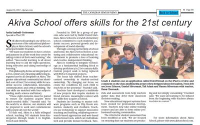 “Akiva Offers Skills for the 21st Century” in the Canadian Jewish News