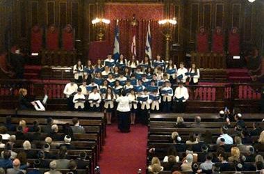 The Akiva School Students Sing for Shimon Peres